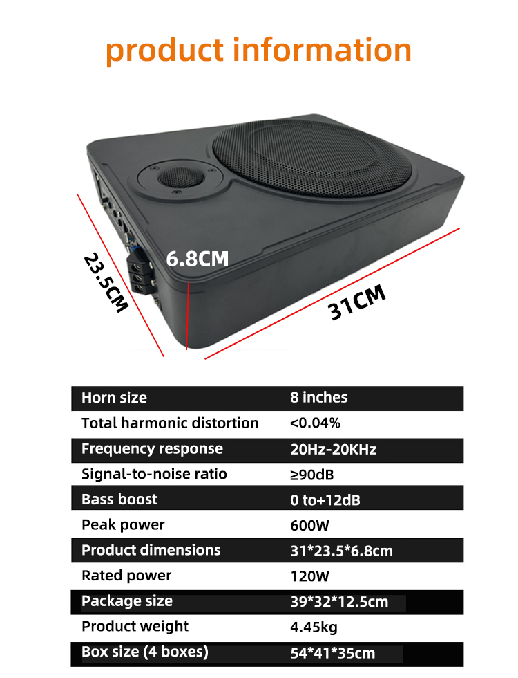 Cienki subwoofer samochodowy 1 – Under Seat Subwoofer Slim 8 Inch recenzja i cena