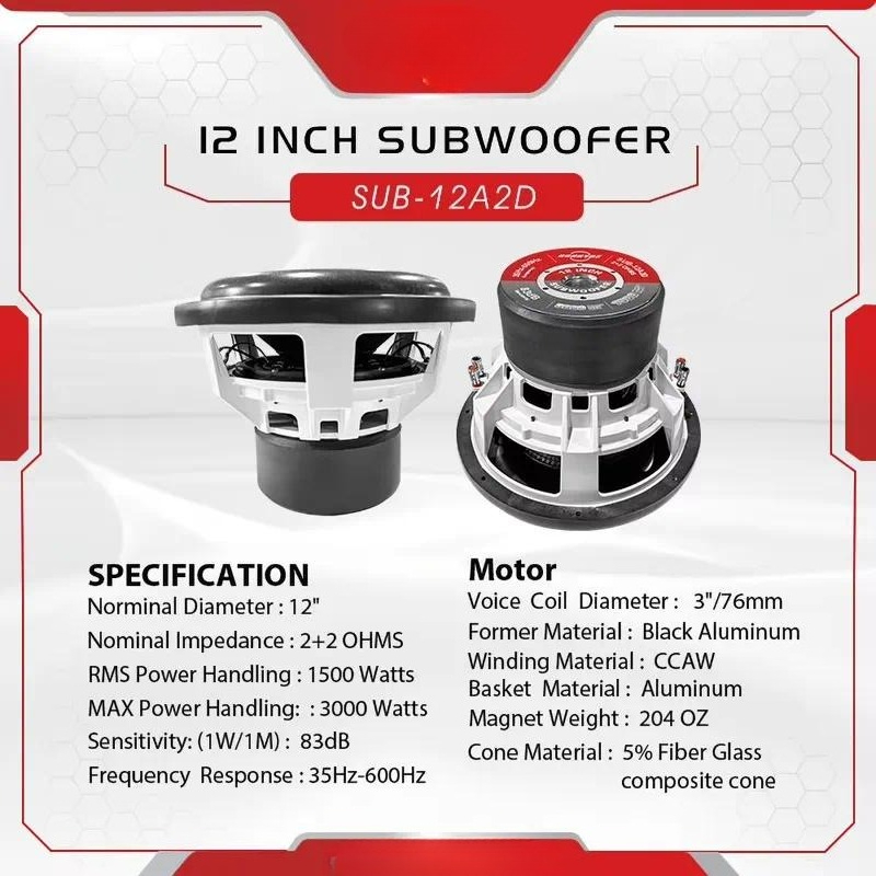 GRANVOZ 1500W 12-calowy subwoo – Car Subwoofer 12 Inch 1500W recenzja i cena